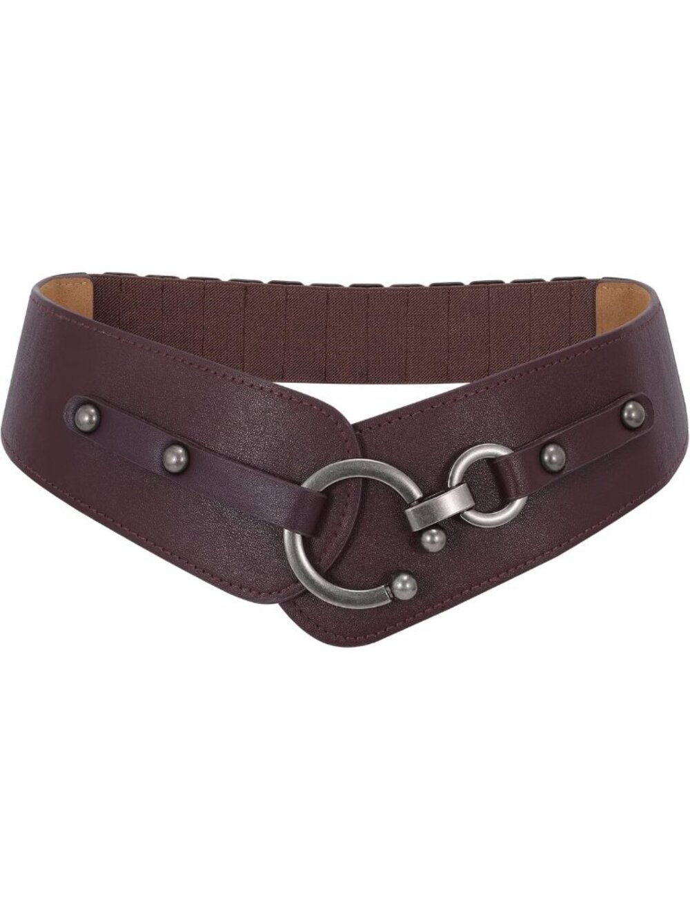 Vintage Wide Elastic Thick Stretch Belt with Interlock Buckle for Dresses